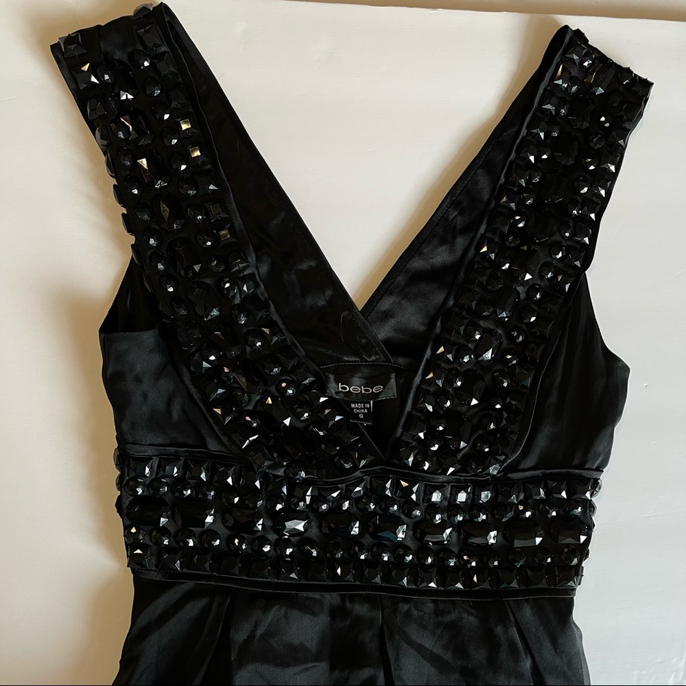BEBE PARTY COCKTAIL SPARKLY SILK SLEEVELESS DRESS size S - Picture 6 of 7